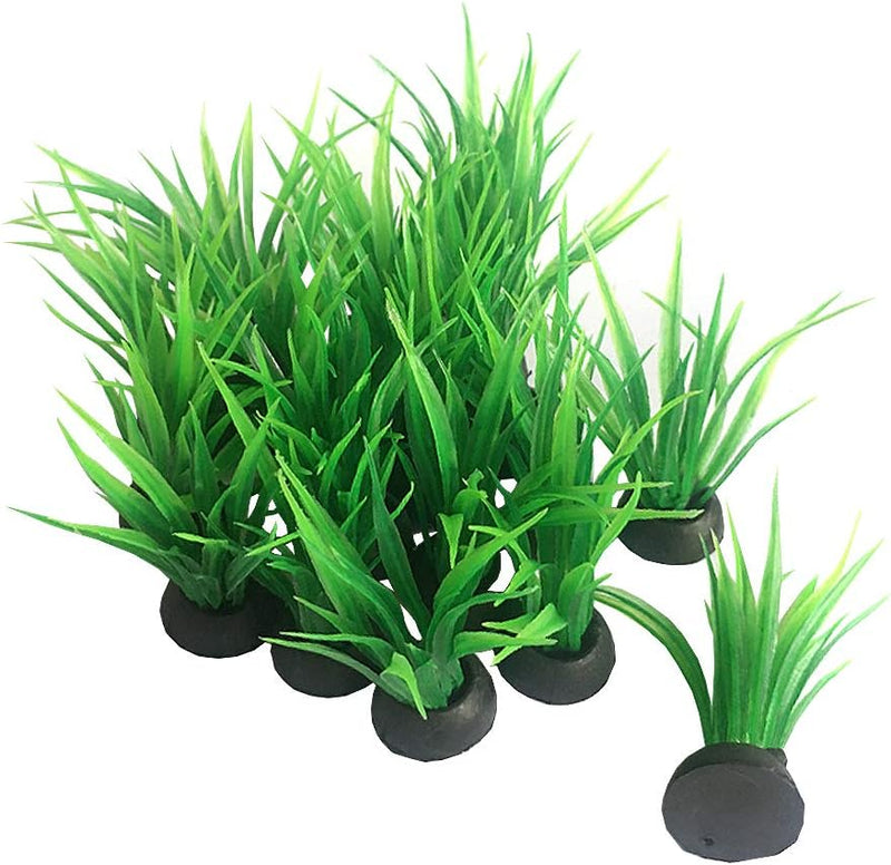 Aquarium Plant Fish Tank Decoration 20 Pieces Small/1" Tall Plastic - Green-b