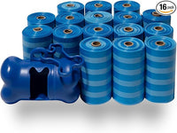 Best Pet Supplies Dog Poop Bags (240 Bags) for Waste Refuse Cleanup, Doggy Roll Replacements for Outdoor Puppy Walking and Travel, Leak Proof and Tear Resistant, Thick Plastic - Blue Strips
