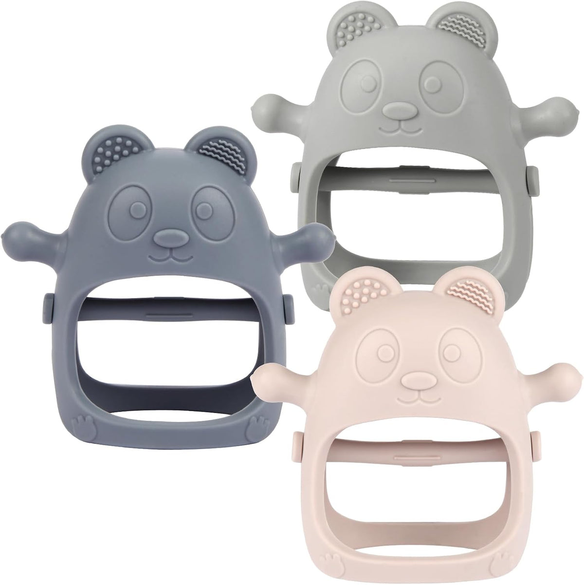 Eascrozn 3 Pack Baby Teething Toys for 3+ Months - Gray