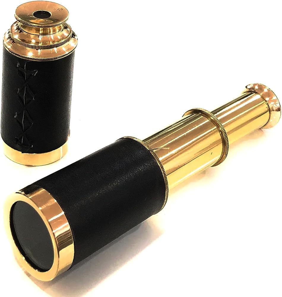 E Bull International brass pirate telescope spyglass, 6 inch collapsible handheld