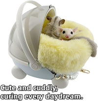 Sugar Glider Carrier Cage with Warm Nest, Cushion, Mat and Safe Lock, Portable Cages with Chain, Small Animals Travel Carrier Plastic Breathable Outgoing Box for Hamsters (White)