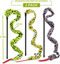 Interactive Cat Toy Wand with Catnip Mouse - 3 Pack Snake - image 2