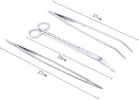 Aquarium Tweezer Set - FEITA Long Stainless Steel Curved & Straight Aquarium Feeding Tweezers Scissors Maintenance Tools Kit (3 Pcs)