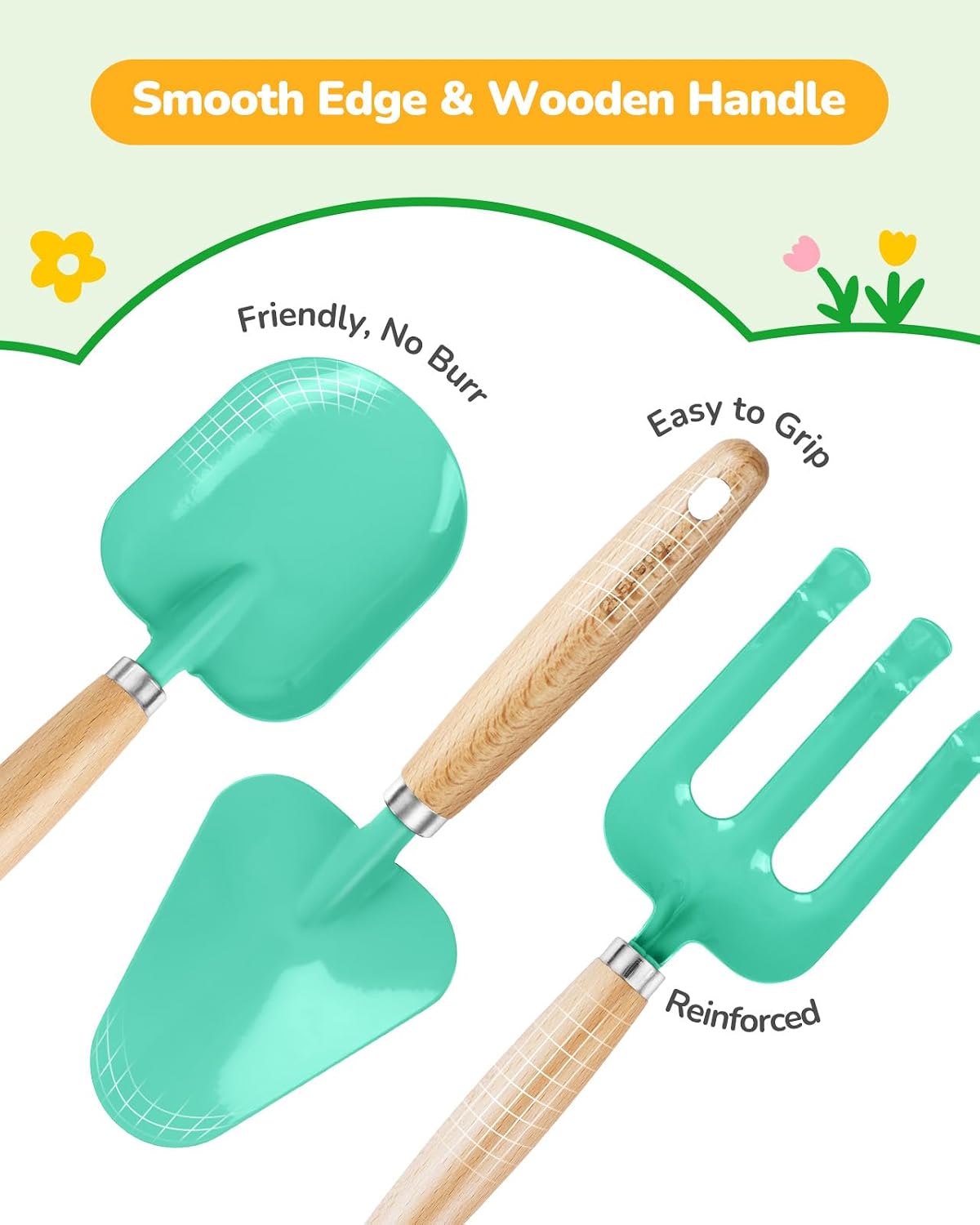 Grenebo 8-Piece Kids Gardening Set with Garden Tools for Kids - D-lake Green - image 3