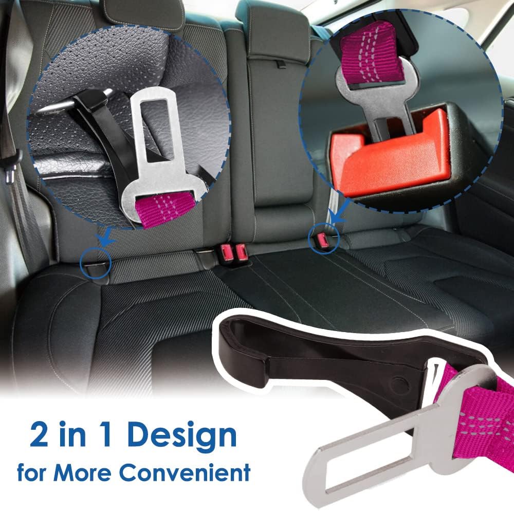 SlowTon Dog Car Seat Belt - Fluorescence Pink / 27.5in - 1 pack - image 4