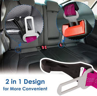 SlowTon Dog Seat Belt, Adjustable Dog Safety Belt Leash, 2 in 1 Latch Bar Attachment Dog Car Seatbelt with Elastic Nylon Bungee Buffer, Reflective Nylon Belt Tether (FU)