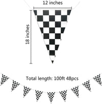 Piokio 100ft Black and White Checkered Flag Banner – Fun for Kids & Family - Black and White / 12x18 Inch(100ft ) - image 2