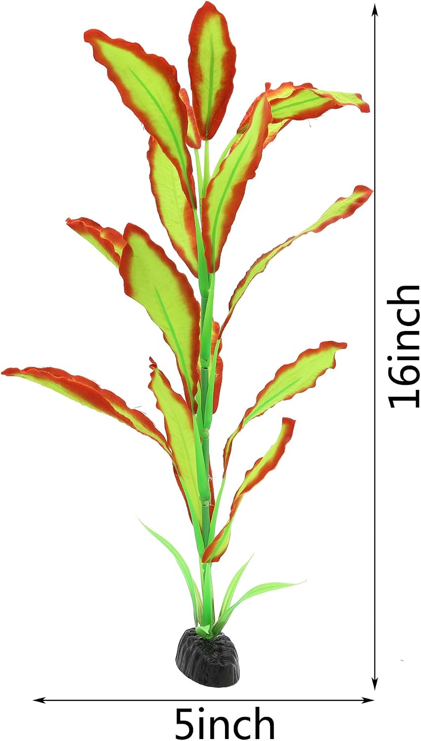Silk Aquarium Plants, 12 Inch Artificial Silk Plants Decorations – Essentials for Fish - Light Green With Red / 2 Pack - image 2
