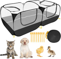 Lukovee Small Animals Playpen, Foldable, Detachable Bottom - Black - with Escape-proof Bottom