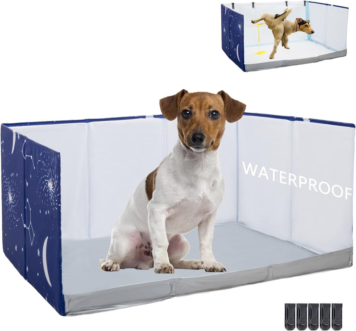 Dog Litter Box with High Walls - Blue star / M-36''Lx23.6''Wx16''H