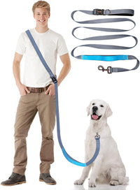 Hands Free Dog Leash, 5.1-8.9ft Crossbody Leash for Dog Walking – Essentials for Dogs - Grey Blue
