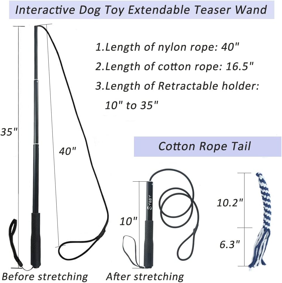 Flirt Pole for Dogs, Interactive Teaser Wand with 1 Fleece Rope Toy for Chase and Tug of War - image 2