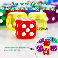 50 Pieces Dice Set, 14mm 6 Sided Colored Dice with Plastic Storage Box – Fun for Kids & Family - image 2