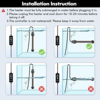 Orlushy 150W Submersible Aquarium Heater, Adjustable Fish Tank Heater with Digital Display External Controller, Overheat Protection and Free Thermometer for 20-30 Gallons Freshwater and Saltwater Tank