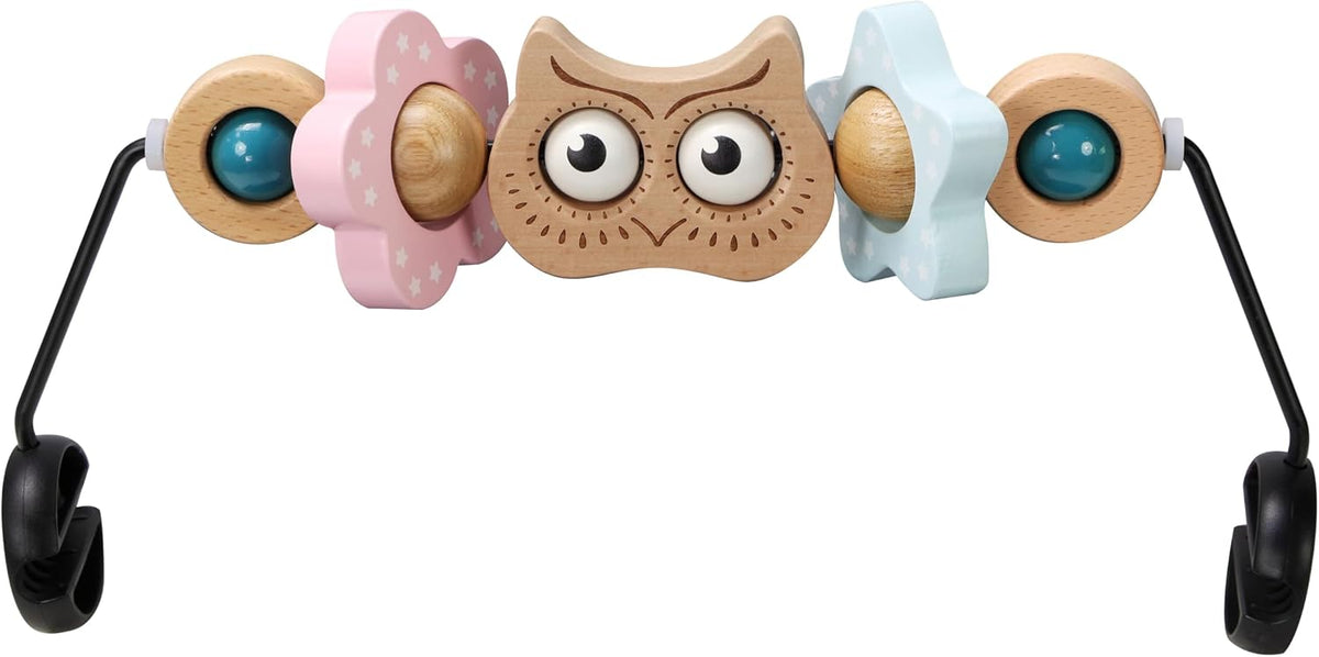 TinlyFinly Baby Bouncer Toy Bar Wooden Compatible with Baby Bjorn - Wood Color Owl