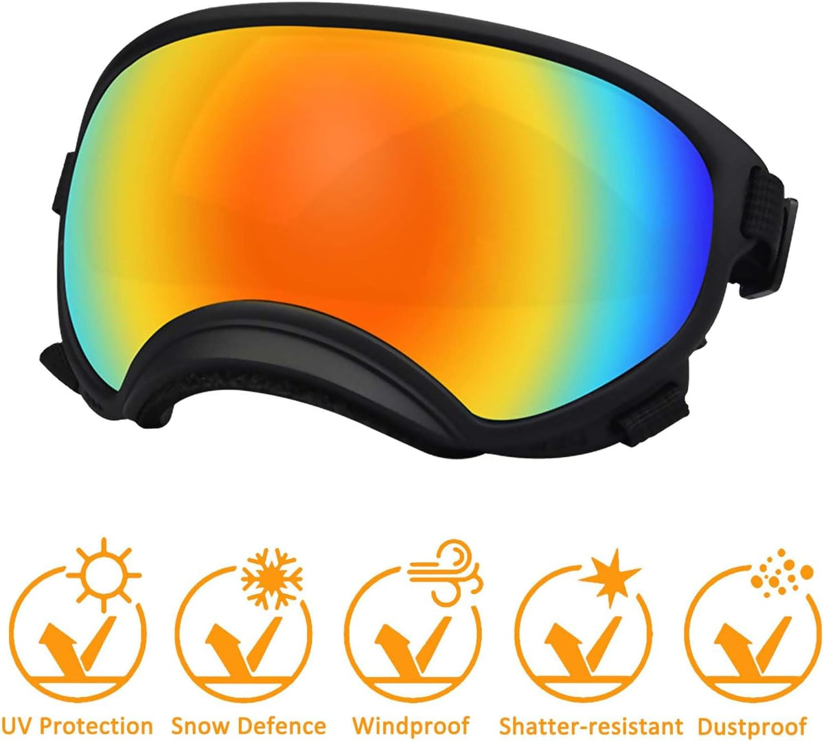 Medium Dog Sunglasses with Adjustable Strap UV Protection - Medium size-Black frame colored lenses - image 2