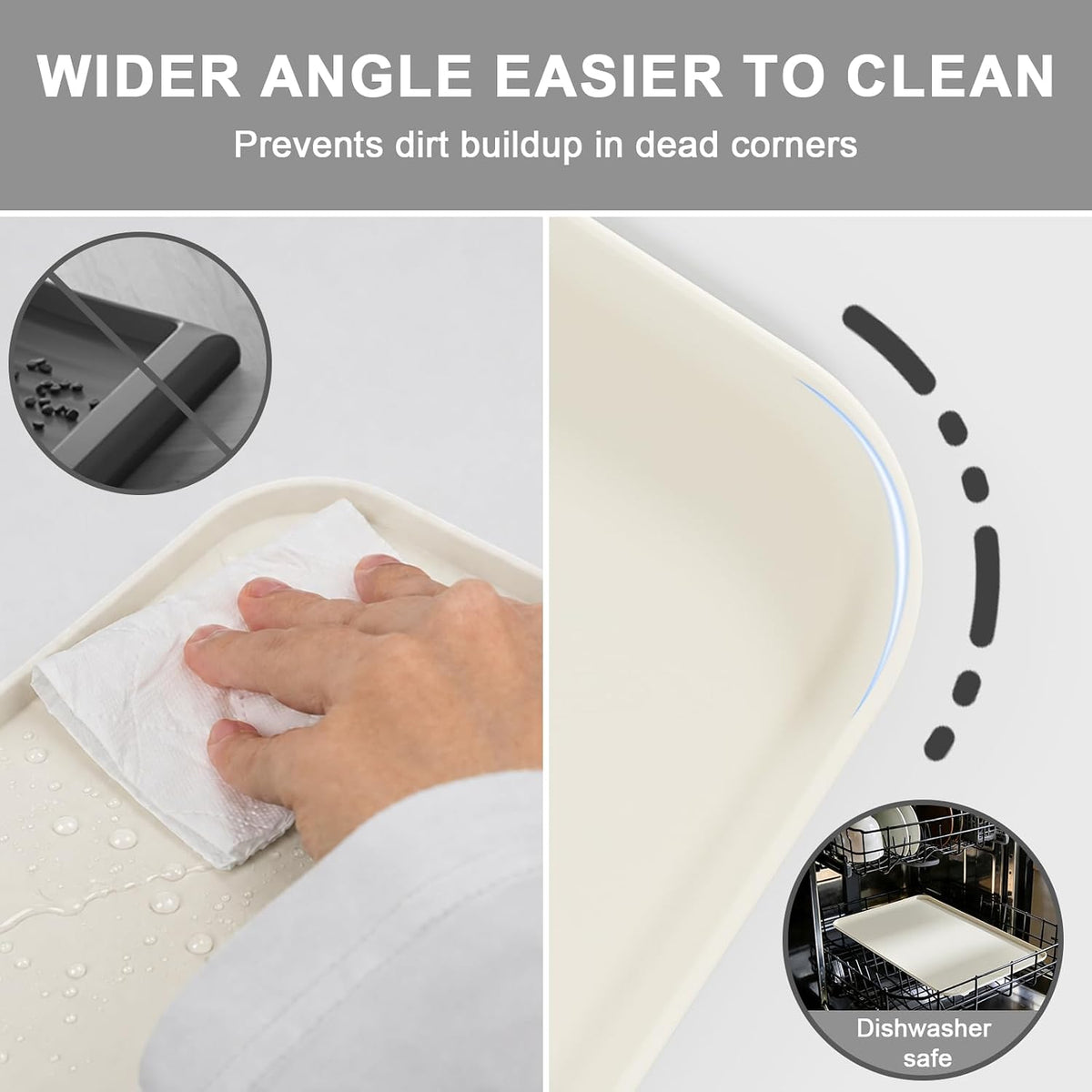 Silicone Pet Feeding Mats, 24''x16'' Large Size, Waterproof - CreamWhite / 19"L x 12"W - image 3