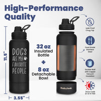 Rubyloo Dog Mom Water Bottle with Detachable Bowl for Dog Lovers – Essentials for Dogs - Dogs Favorite People: Black - image 3