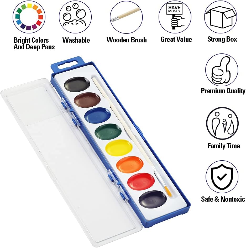 Ezzgol Watercolor Paint Sets, Bulk Pack of 24, 8 Colors – Fun for Kids & Family - image 2