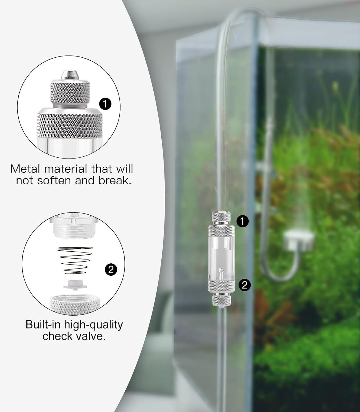 Aquarium CO2 Bubble Counter with Built-in Check Valve for CO2 - double-head - image 3