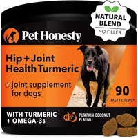 Hip & Joint Turmeric Health - Joint Supplement for Dogs, Omega-3 Fish Oil, Turmeric to Support Overall Health & Ease Stiffness - Advanced Pet Mobility Support - 90 Ct (Pumpkin)