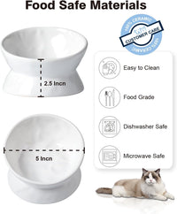Cat Water Bowl, 15° Tilted and Raised Pet Food Dish - 2 Pack / White Cat - image 3