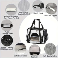Cat Carrier Bag, Airline Approved Soft Carrier for Cats & Small Dogs – Essentials for Cats - Black With Gray - image 2