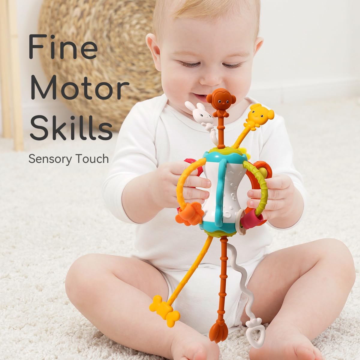 Silicone baby airplane travel toy with pull strings and pop buttons for toddlers 1 to 3 - view 3