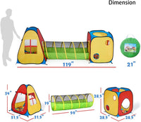 UTEX 3 in 1 Pop Up Play Tent with Tunnel - Red/Yellow & Square Tent - image 4