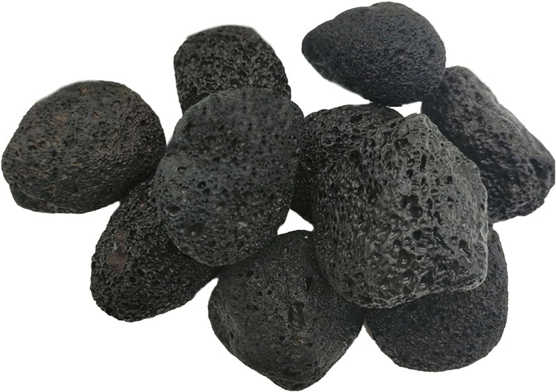 10 Pcs Aquarium Black Lava Rock Fish Tank Volcanic Pumice Stones - Black / M:1''-2''