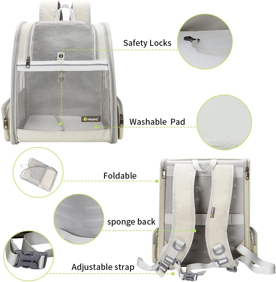Texsens Innovative Traveler Bubble Backpack Pet Carriers for Cats - Creamy White - image 4