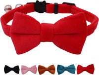 Cat Collar Breakaway with Bell and Removable Bow Tie Safety Buckle - Red