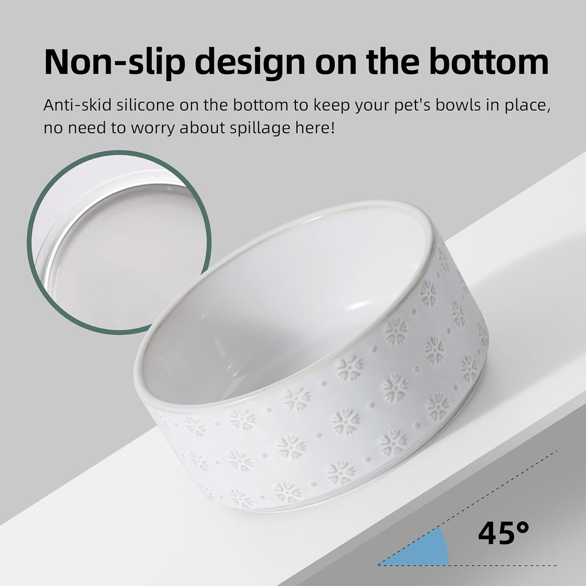 Elevated Dog Bowls, Raised Ceramic Dog Bowl for Small & Medium Dogs – Essentials for Dogs - Double Bowls with Stand- Arctic White / 5CUPS - image 4