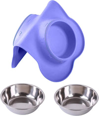 Hubulk Pet Dog Bowls 2 Stainless Steel Dog Bowl with No Spill - Purple / Large - image 4