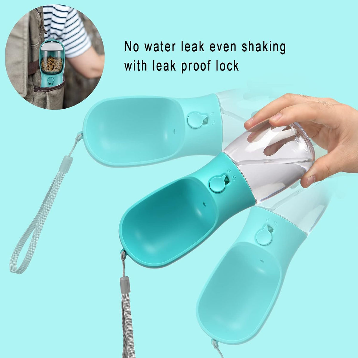 Dog Water Bottle Portable with Food Container & Filter for Travel – Essentials for Dogs - #07 Green / 10oz - image 2