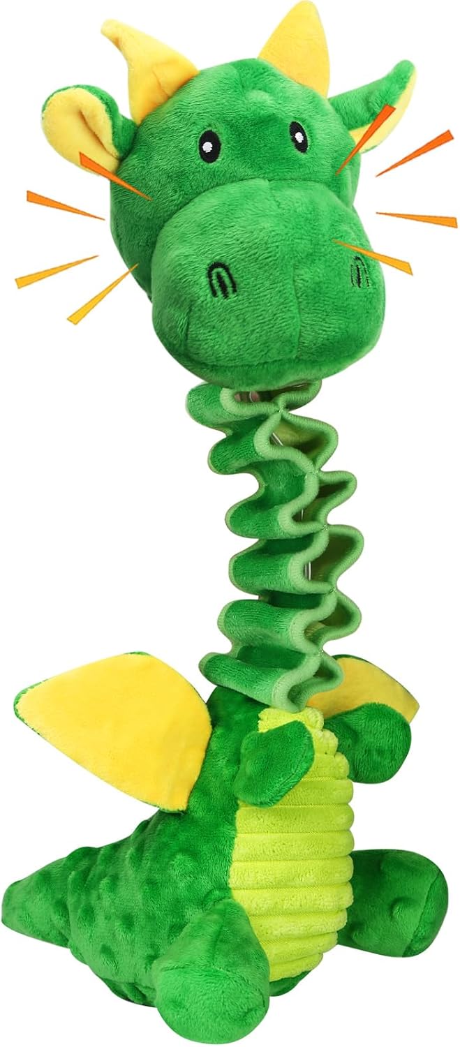 Dog Toys 3-Pack Cute Duck Shapes Puppy Toys No-Stuffing Squeaky - Green / Pterosaur