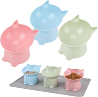 3 Pcs Raised Cat Bowl 15° Elevated Cat Food Bowl Tilted Cats Bowls - Fashion