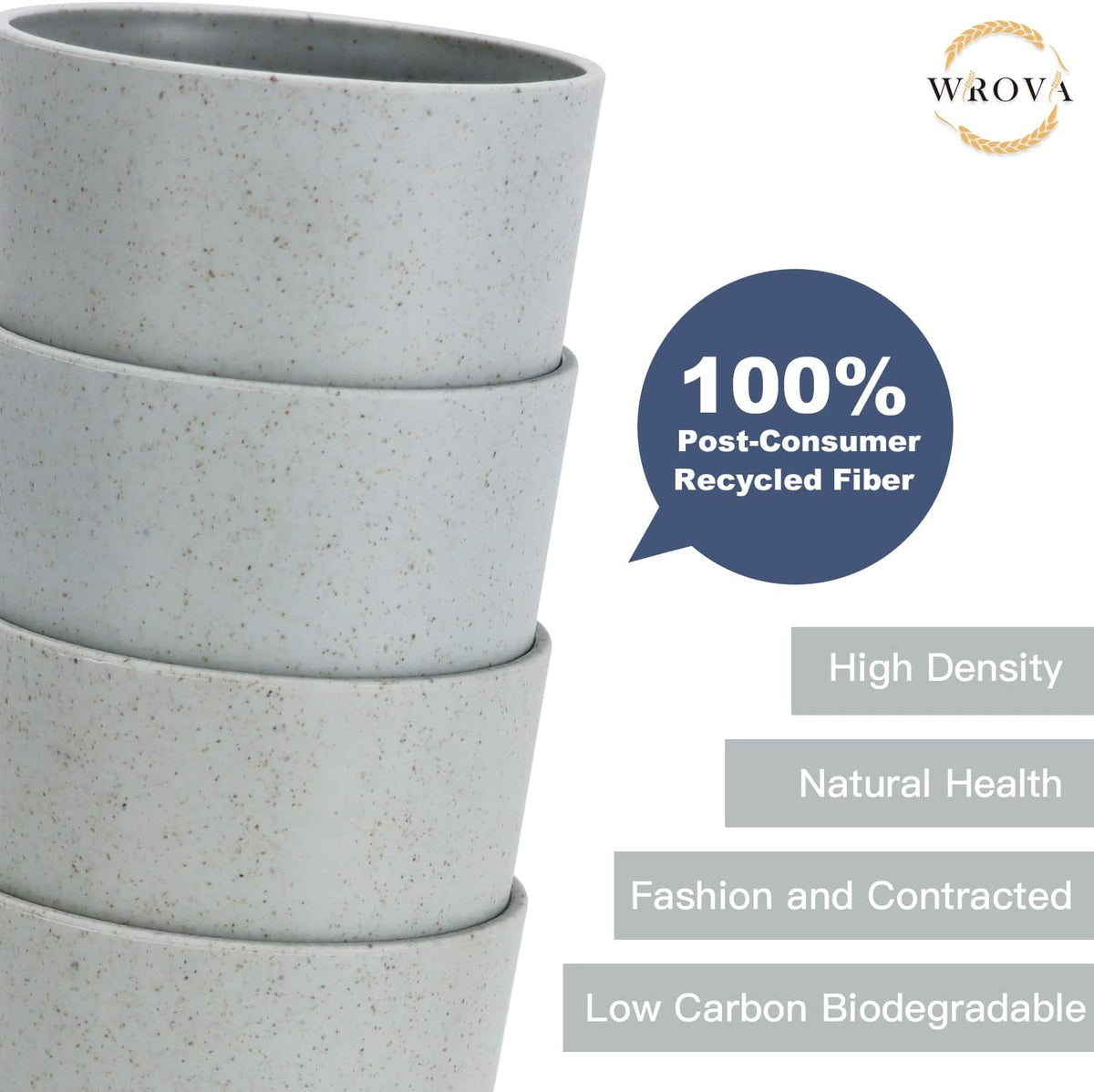 Wrova set of 8 black reusable wheat straw cups, 20 oz, stackable - view 22