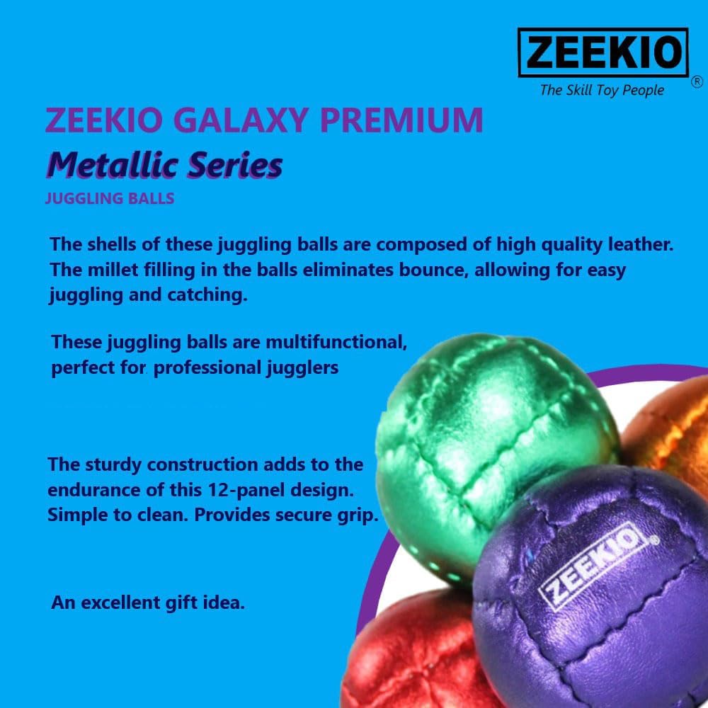Zeekio Galaxy 12 panel leather juggling balls, pack of 3 in dark blue - view 15