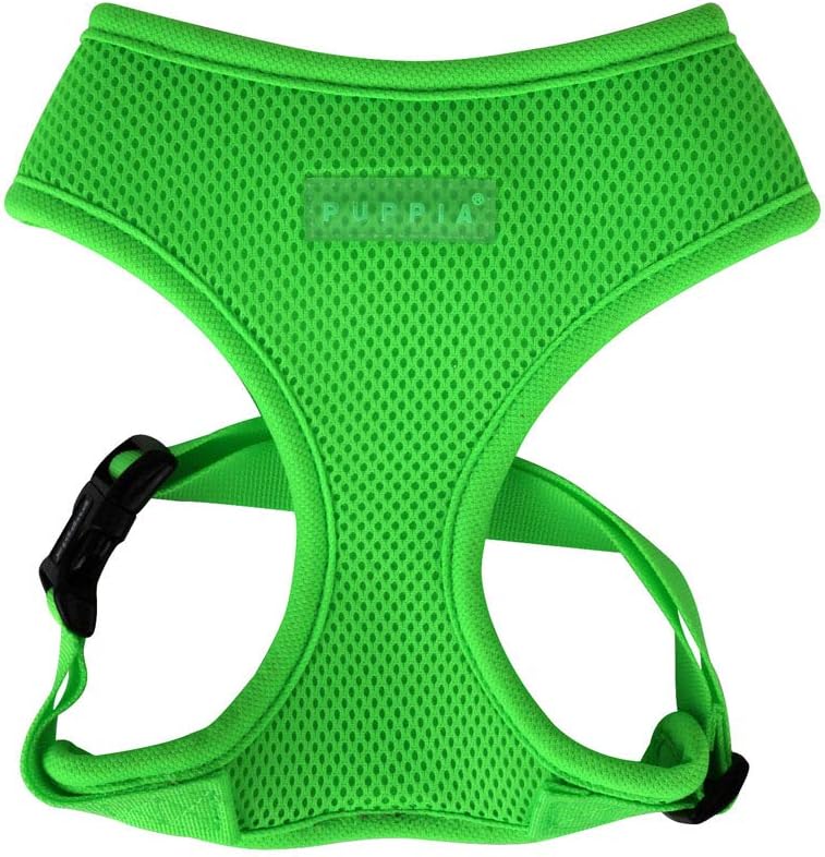 Puppia Soft Harness A - M Over-The-Head Soft Mesh Harness Neon Pink – Essentials for Dogs - Medium / GREEN