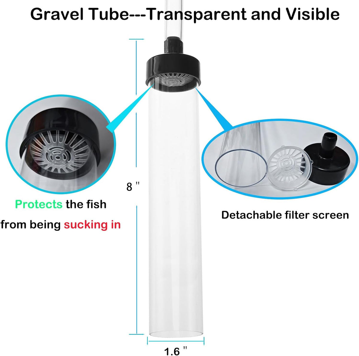 4.3ft Aquarium Siphon Vaccum Cleaner Fish Tank Water Changer Kit – Essentials for Fish - 5ft - image 2