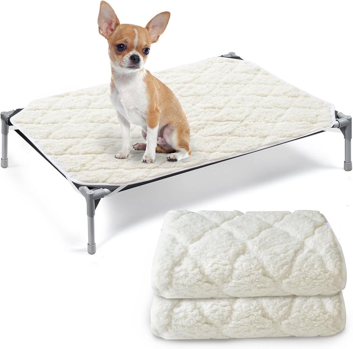 Elevated Dog Bed Pad Waterproof 2 Pack, Waterproof Pad Only – Essentials for Dogs - Small (22"W x 28"L)