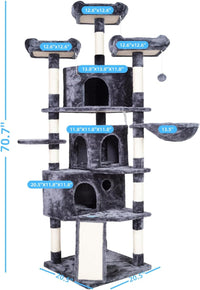 Hey-brother Cat Tree Tower with Multi-Level Large Condo - Gray - image 2