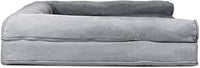 Furhaven Cooling Gel Dog Bed for Large Dogs w/ Removable Bolsters & Washable Cover, For Dogs Up to 95 lbs - Plush & Suede Sofa - Gray, Jumbo/XL