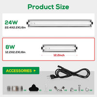 T5 Reptile Light Fixture Combo Kit 24W Light Fixture Reptile - 8W-Black / 8W 12.2IN Black - image 2