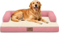 Orthopedic Washable Dog Bed with Bolster for Medium to Large Dogs – Essentials for Dogs - 36.0"L x 27.0"W x 7.0"Th / Pink