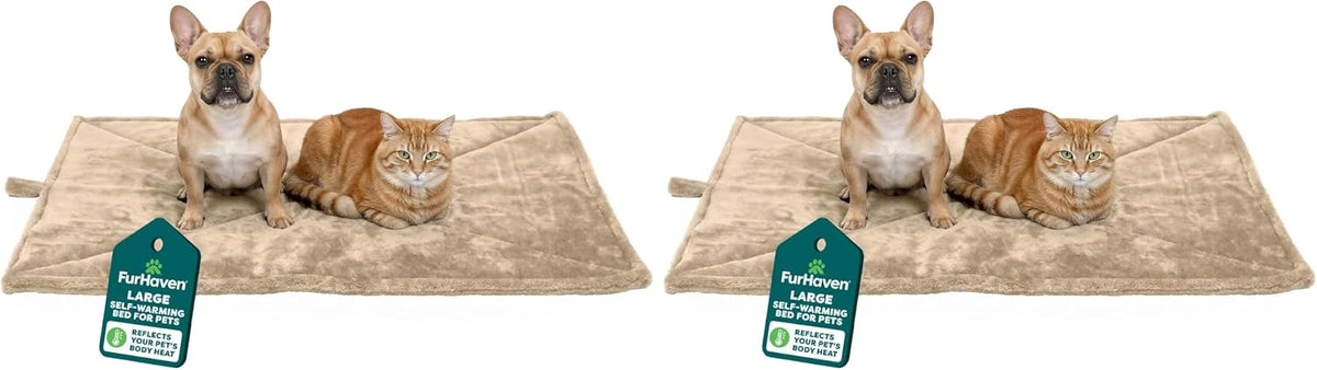 FurHaven ThermaNAP Self Warming Cat Mat - Large - 36"L x 24"W (Pack of 2) / 크림