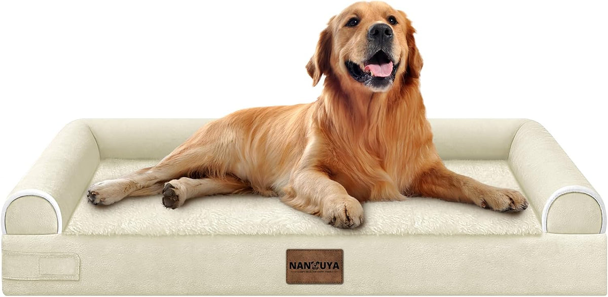 Orthopedic Dog Bed for Large Dogs - Beige / 40.0"L x 32.0"W x 6.5"Th