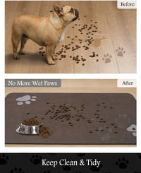 PADOOR Pet Feeding Mat-Absorbent Dog Mat for Food and Water Bowl-No - 17"x28" / Brown - image 3