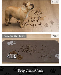 Pet Feeding Mat-Absorbent Dog Mat for Food and Water Bowl-No Stains Quick Dry Water Dispenser Mat-Dog Accessories Pet Supplies-Bowl for Messy Drinkers（Brown,17"x28"